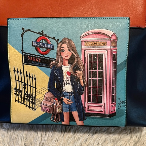 Nikky by Nicole Lee Travel Miss Your Call Satchel Graphic Fashion Handbag - Picture 3 of 9